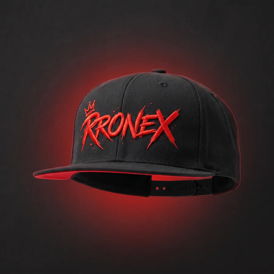 Black RRONEX snapback hat with a red logo